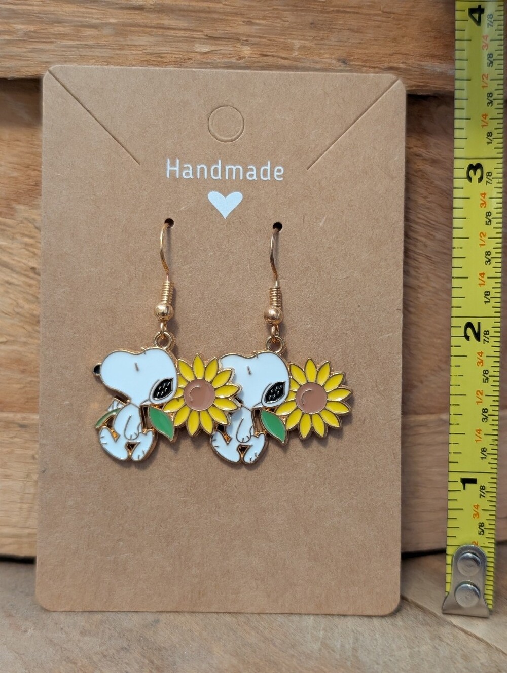 Peanuts Snoopy Enamel Metal Earrings NEW
